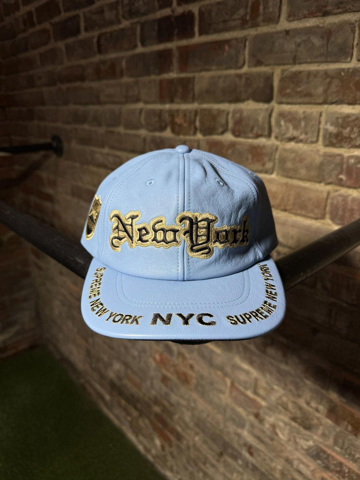 Supreme New York Blue Leather 6-Panel Hat
