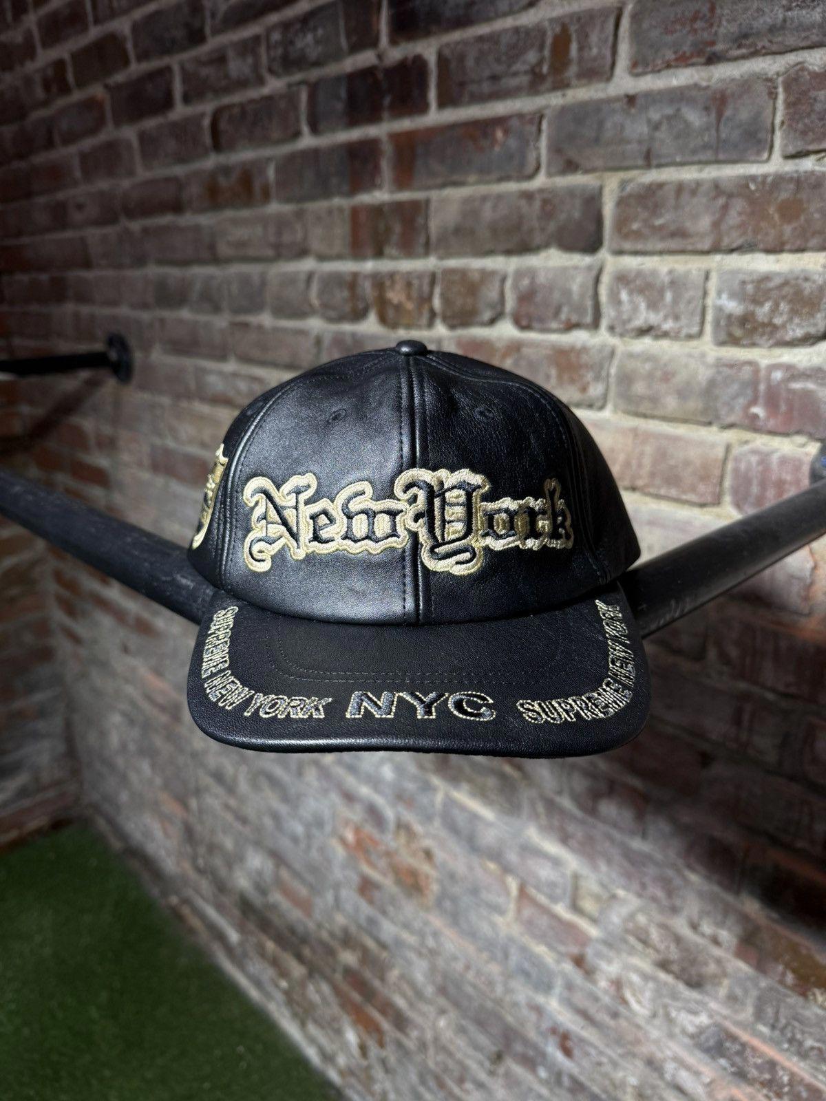 Supreme New York Black Leather 6-Panel Hat