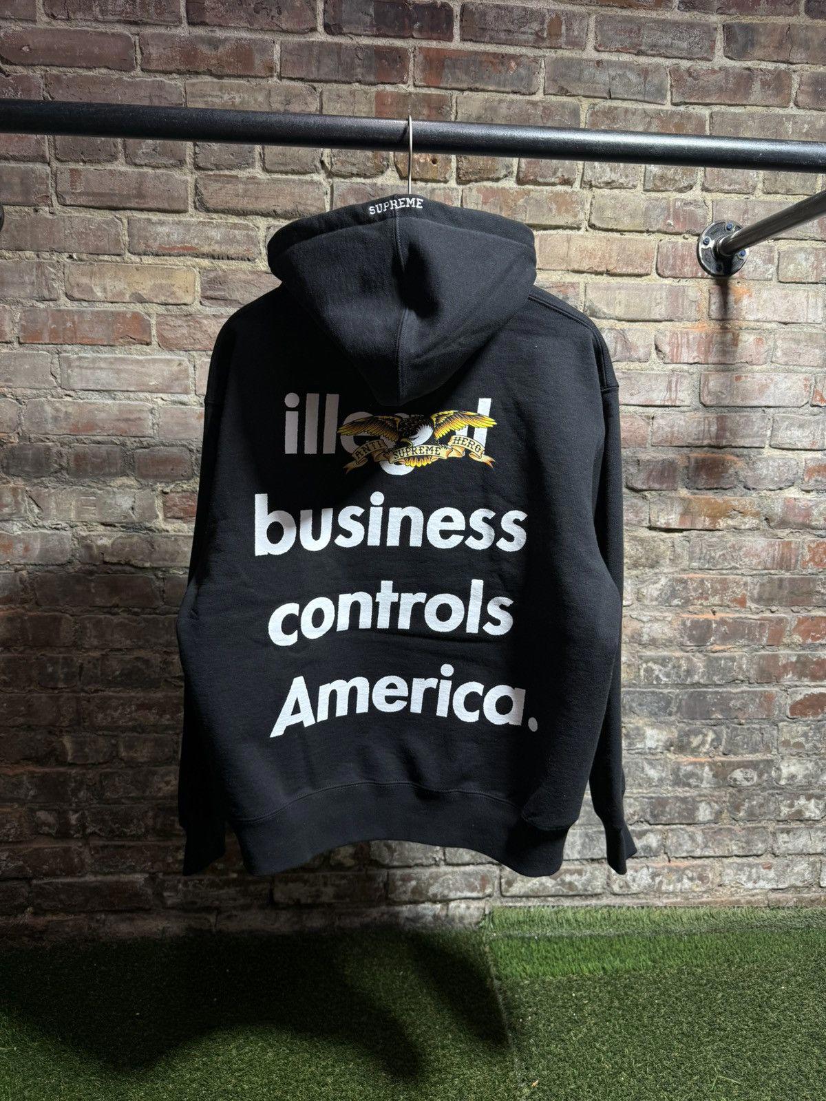 Supreme Antihero Illegal Business Hoodie Black Sz. (S-XL)