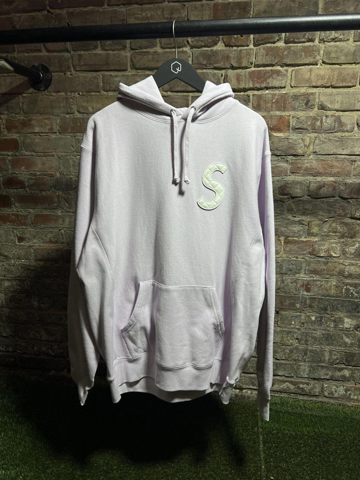 Supreme Lavender Leather S Logo Hoodie Sz. XL