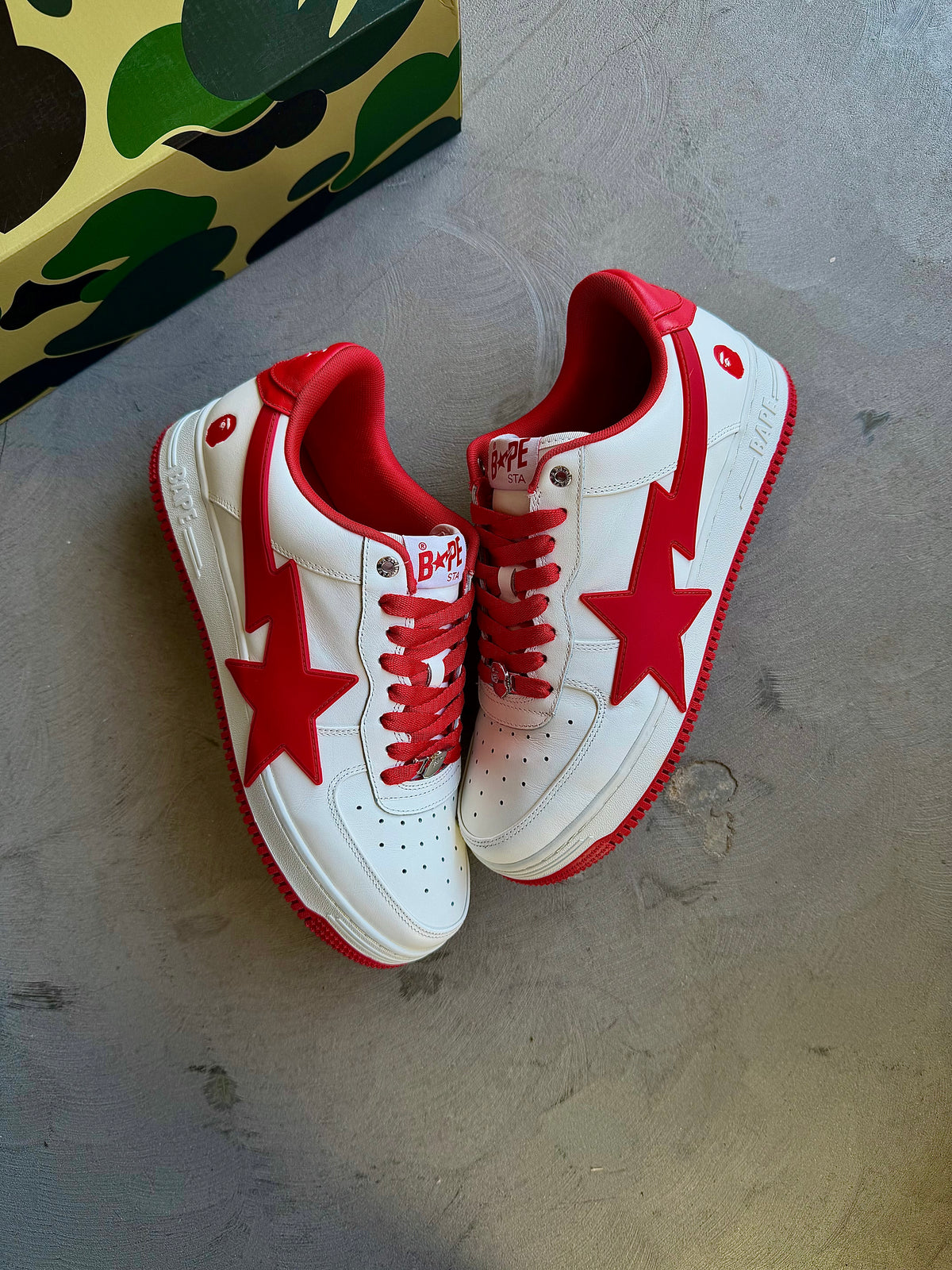 Bapesta Low Big Sta White/Red Sz. 12
