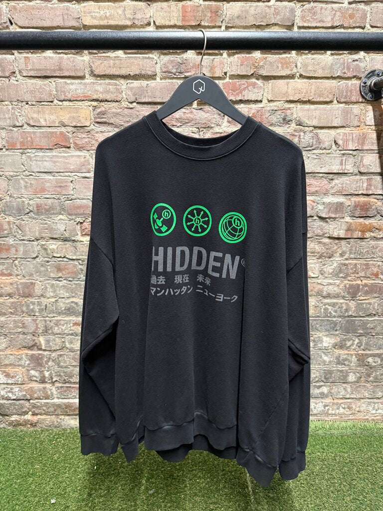 Hidden Broadcast Circle Sweatshirt Black Sz. L