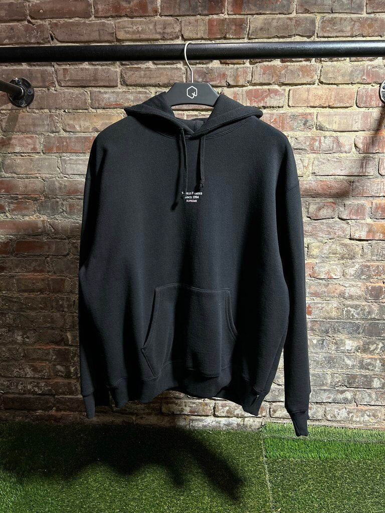 Supreme World Famous Mini Logo Hoodie Black Sz. L