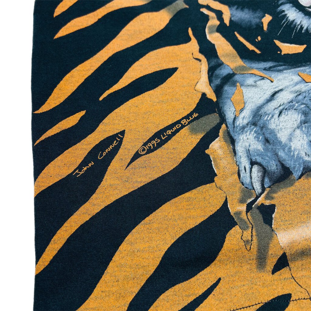 1995 Liquid Blue Tiger Tee Black Sz. XXL