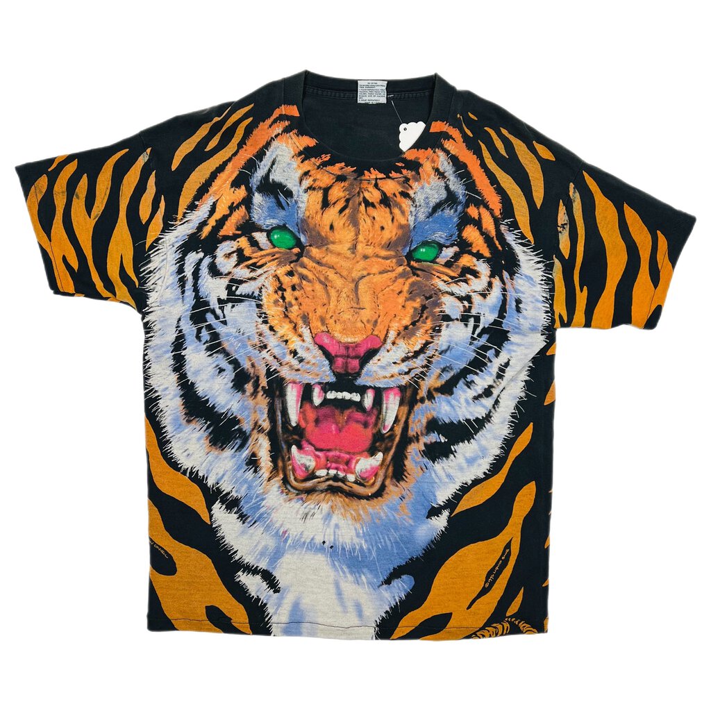 1995 Liquid Blue Tiger Tee Black Sz. XXL
