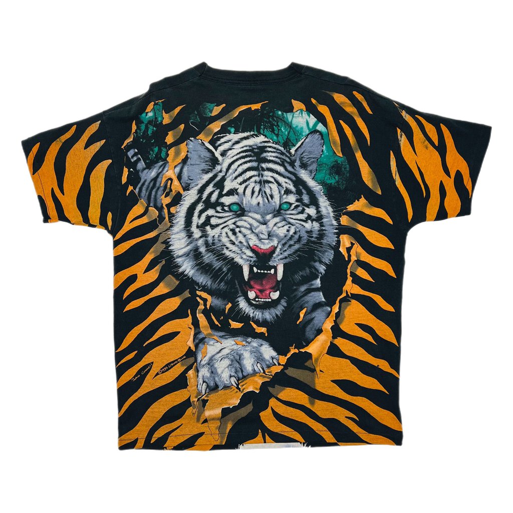 1995 Liquid Blue Tiger Tee Black Sz. XXL