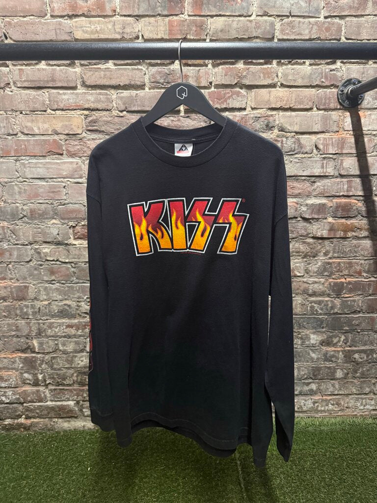 Vintage Kiss Flames L/S Black Sz. XL