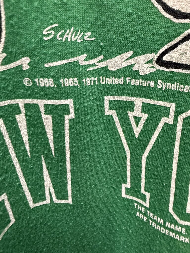 1971 Snoopy Joe's New York Jets Tee Green Sz. L