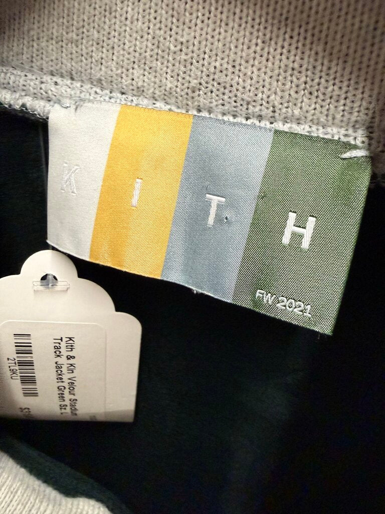 Kith & Kin Velour Stadium Track Jacket Green Sz. L