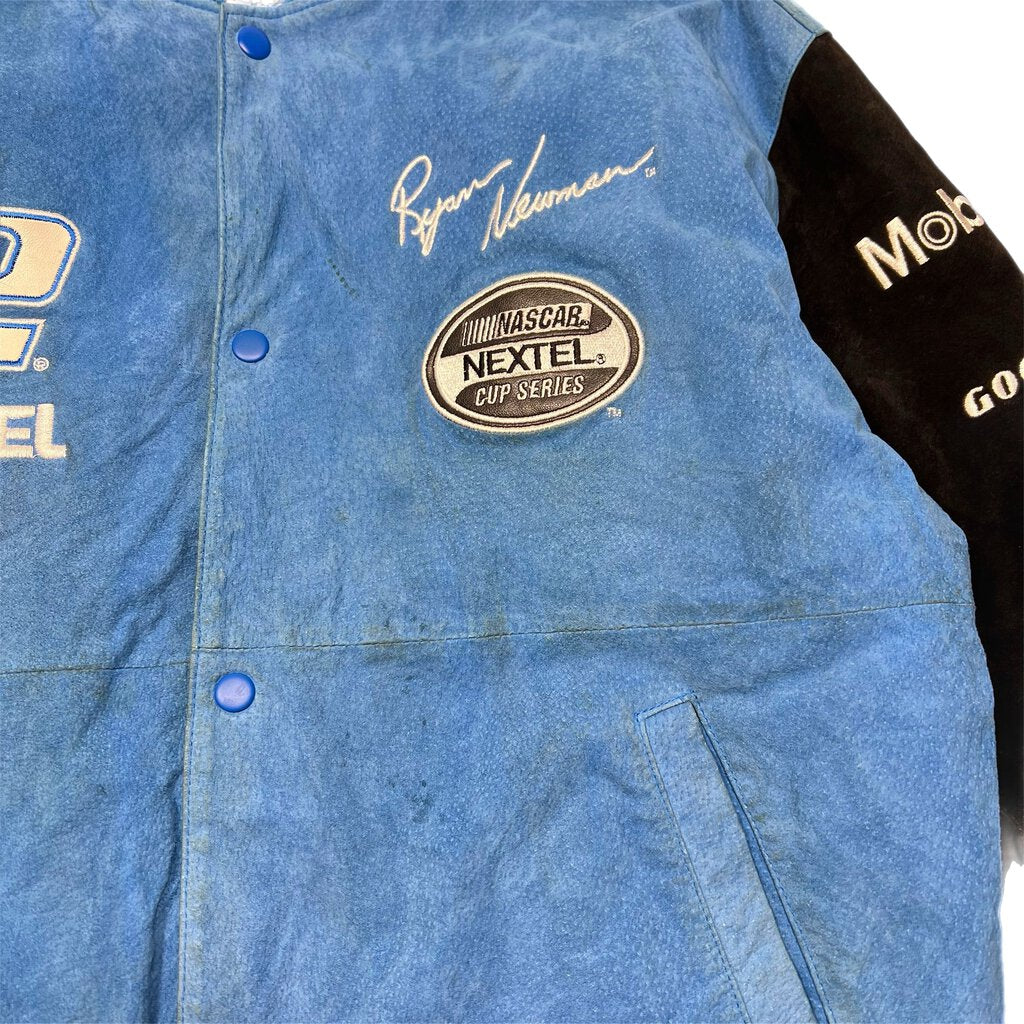Vintage Nascar Ryan Newman Racing Varsity Jacket Black/Blue Sz. L