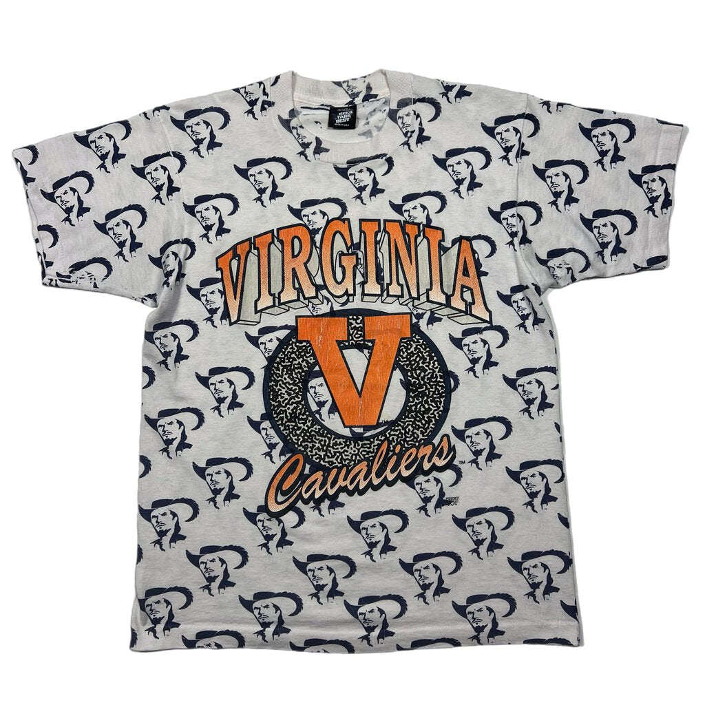 Vintage Virginia Cavaliers AOP Tee White/Navy Sz. L