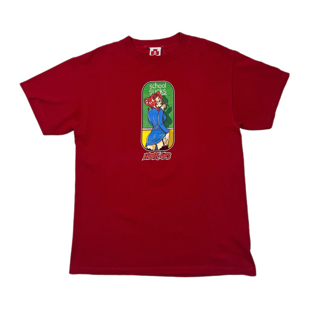 Vintage Hook-Ups School Sucks Tee Red Sz. L