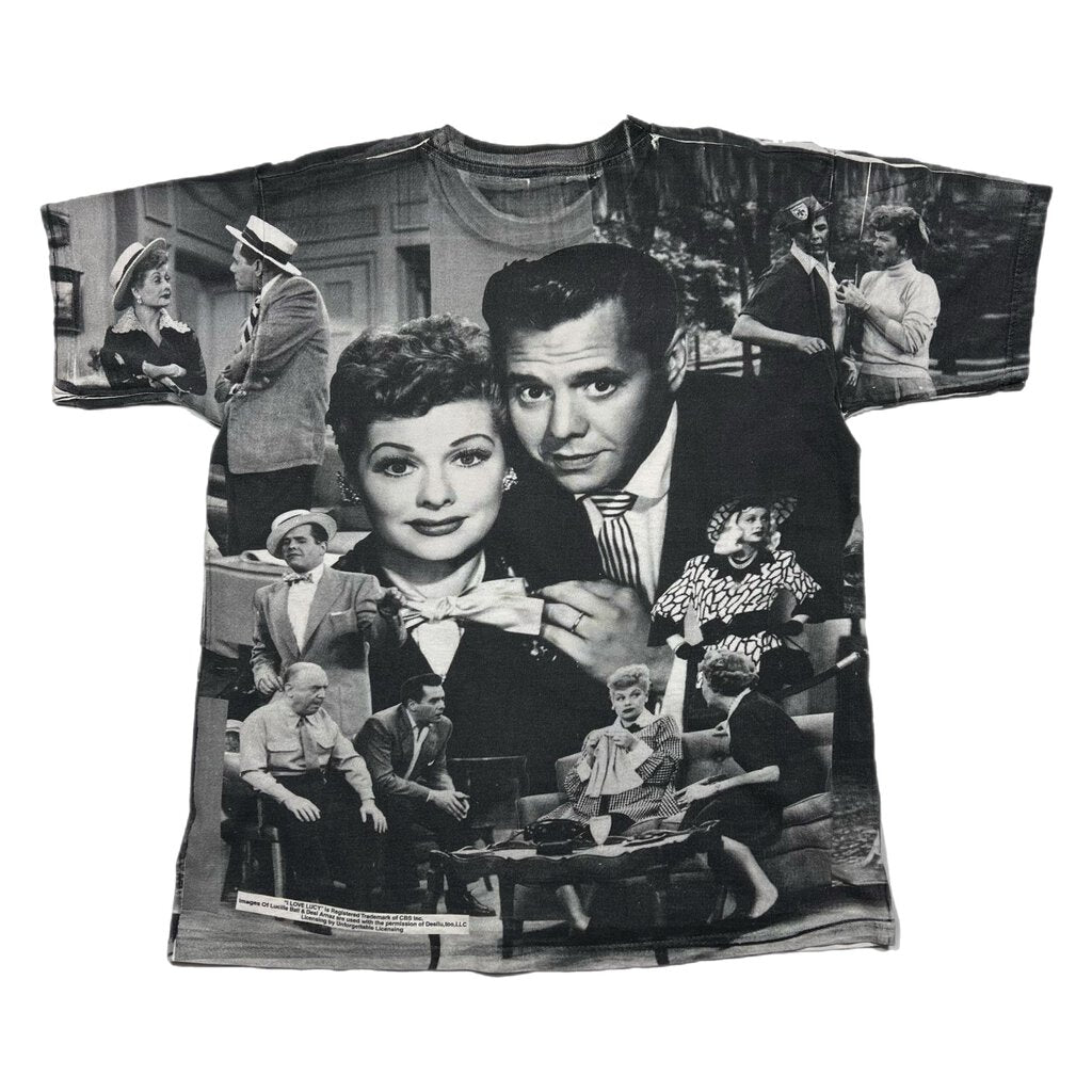 Vintage 90s I Love Lucy AOP Grey Sz. L