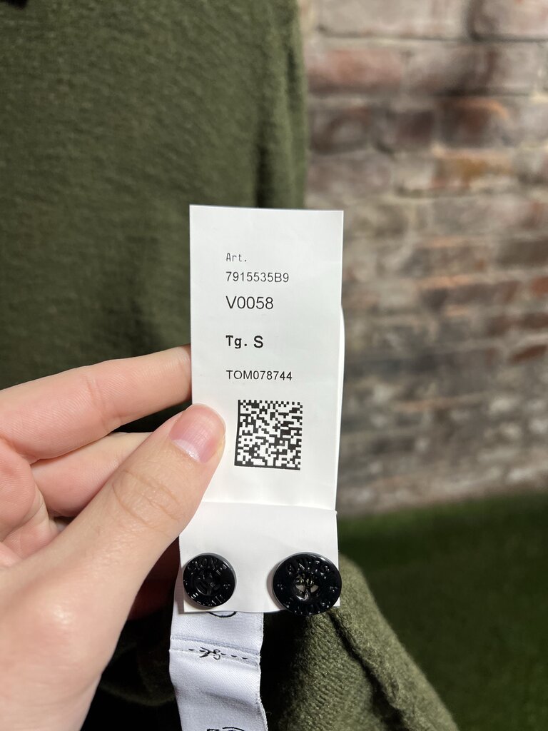 Stone Island Wool 3/4 Button Up Sweater Olive Sz. S