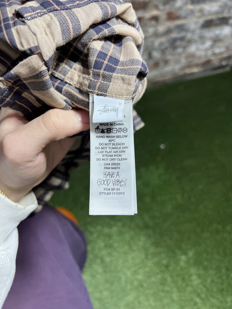 Stussy Sonorma Button Up Tan/Red Sz. L
