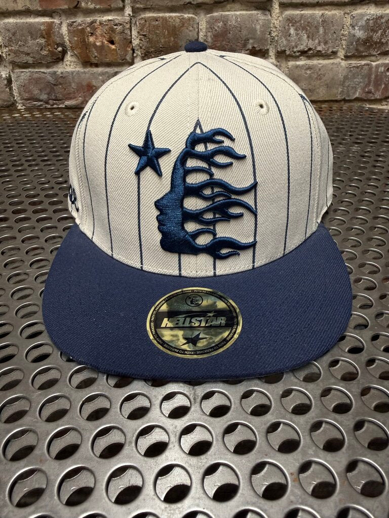 Hellstar Path To Paradise Baseball Fitted Hat White/Blue Sz. 7 1/4