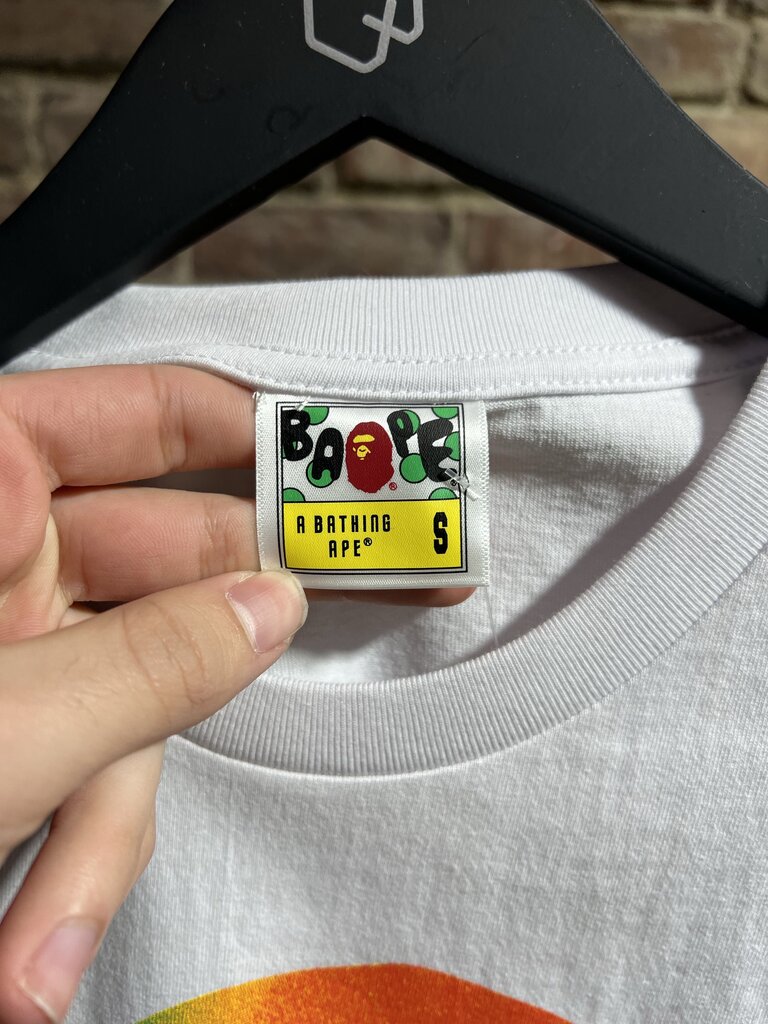 Bape Ape Head Gradient Multi Color White Tee Sz. S