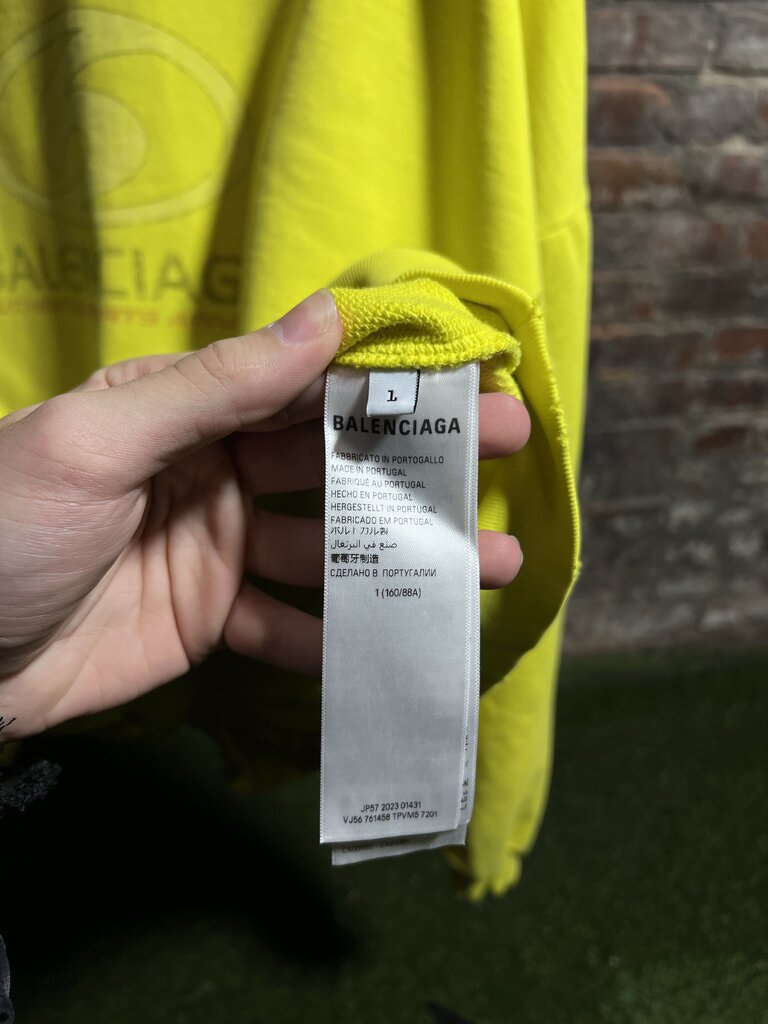 Balenciaga Sport Logo Hoodie Yellow Sz. M