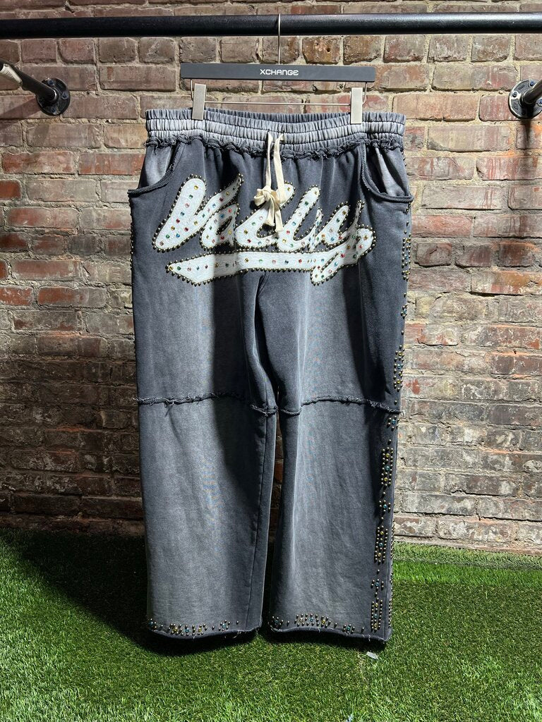 Vale State Rhinestone Sweatpants Black Sz. XL