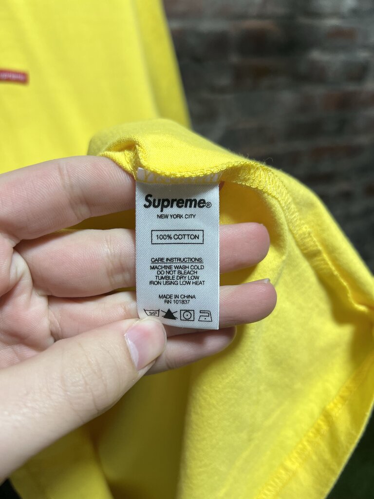 Supreme Small Box Logo Yellow Tee Sz. L