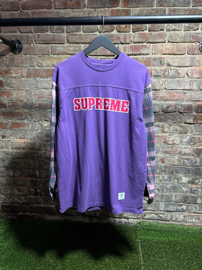 Supreme Plaid Sleeve L/S Purple/Pink Sz. M