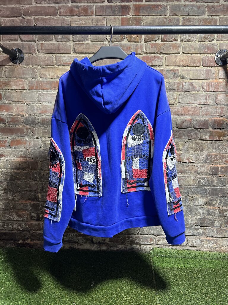 Who Decides War Window Pain Hoodie Blue Sz. XL
