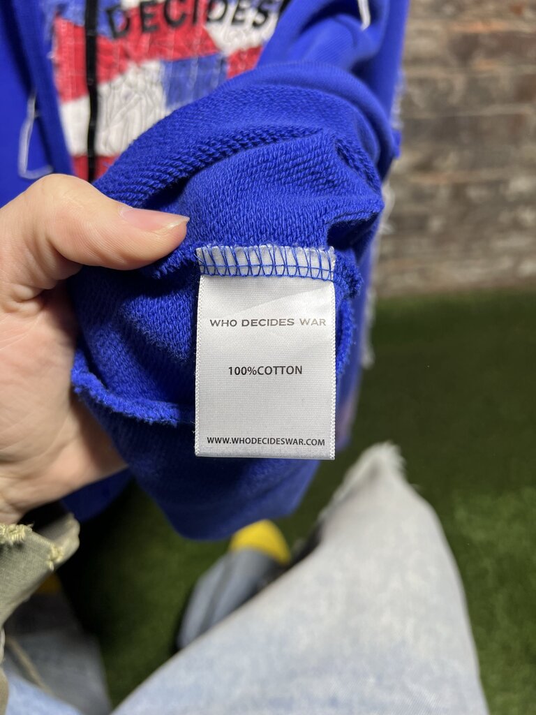 Who Decides War Window Pain Hoodie Blue Sz. XL