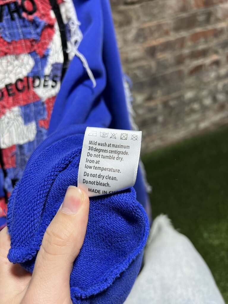 Who Decides War Window Pain Hoodie Blue Sz. XL