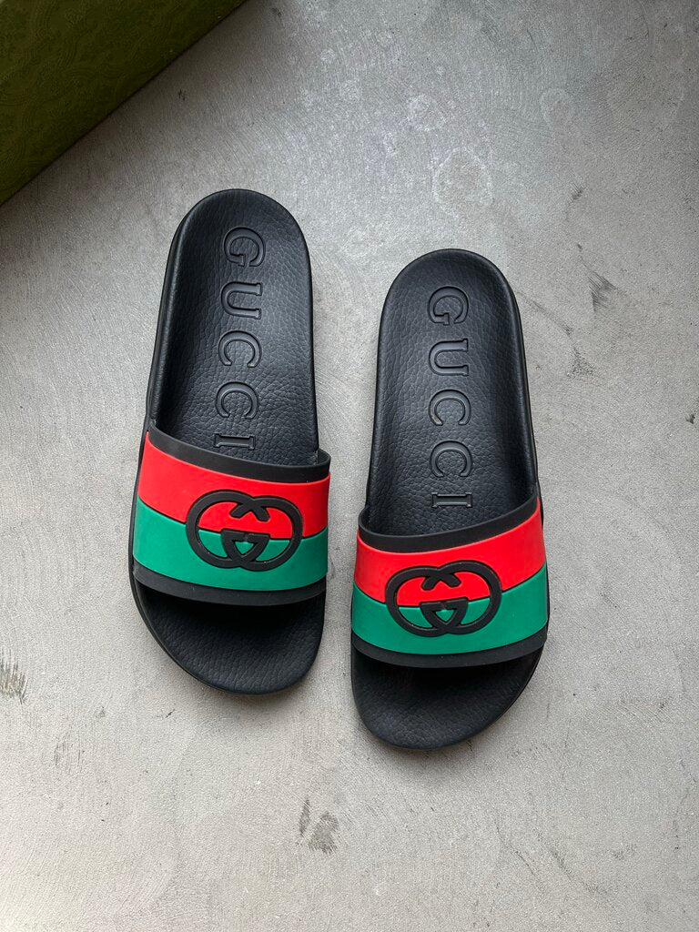 Gucci GG Rubberized Slides Black