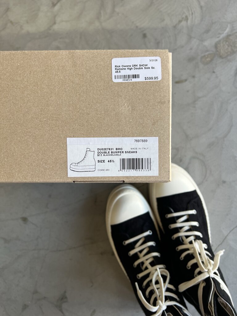 Rick Owens DRK SHDW Ramone High Double Sole Sz. 45.5
