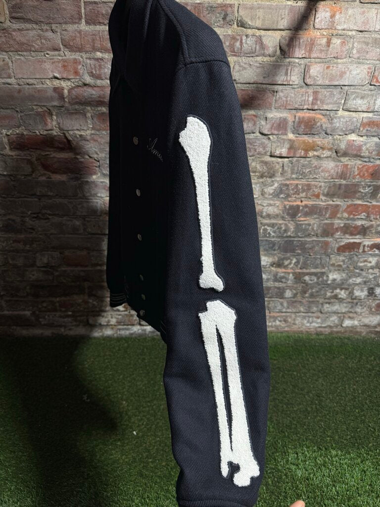 Amiri Bone Skeleton Varsity Jacket Black/White Sz. L