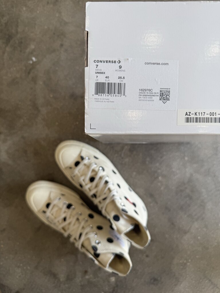 CDG x Converse Chuck Taylor High Polka Dot Sz. 7