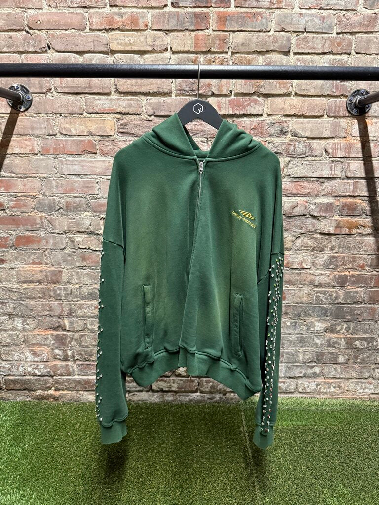 HMDD Green Crystal Zip-Up Hoodie Sz. L