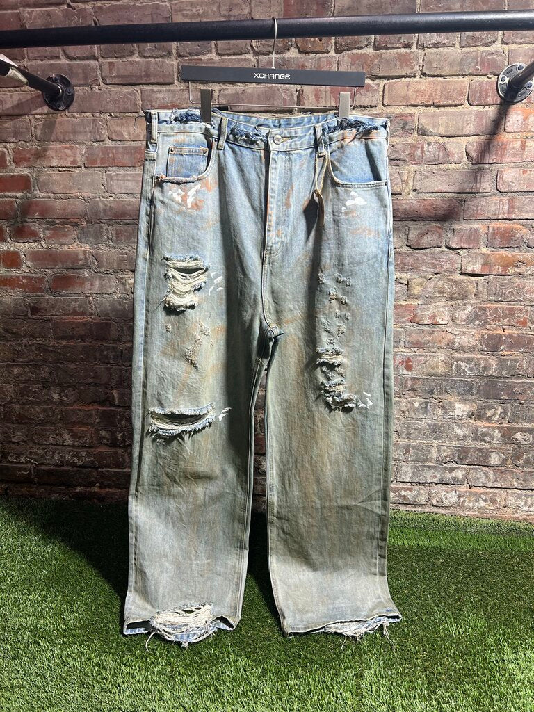 Greedy Unit Thrashed Denim Sz. XL