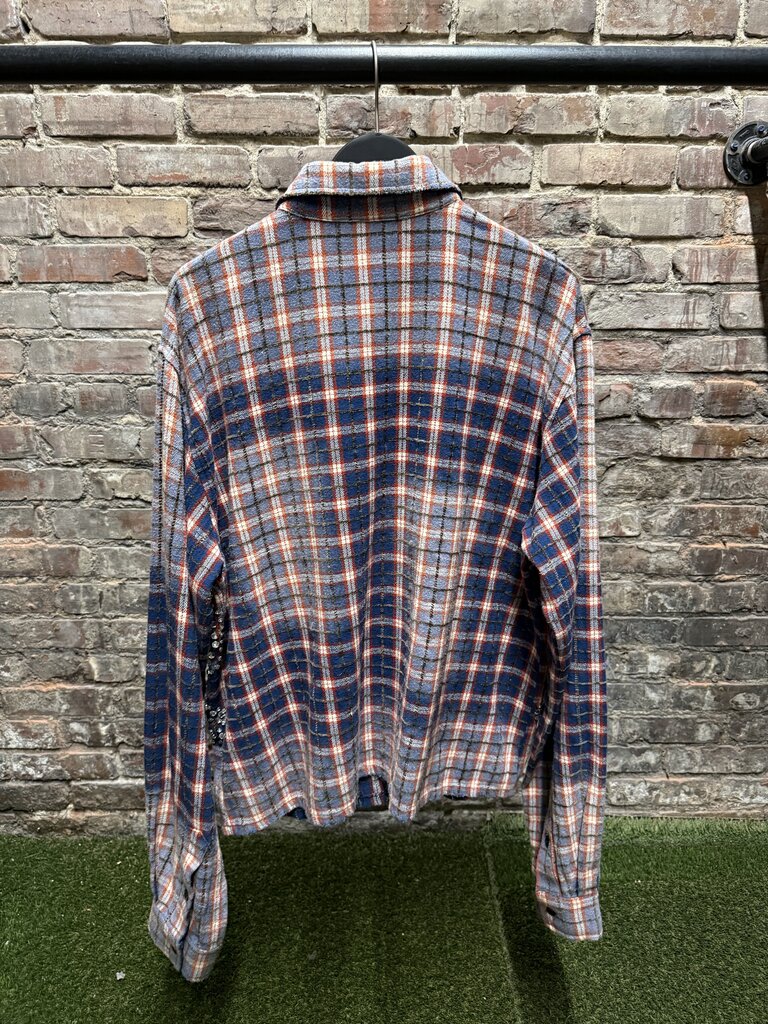 Vale Rhinestone Web Flannel Red/Blue Sz. L