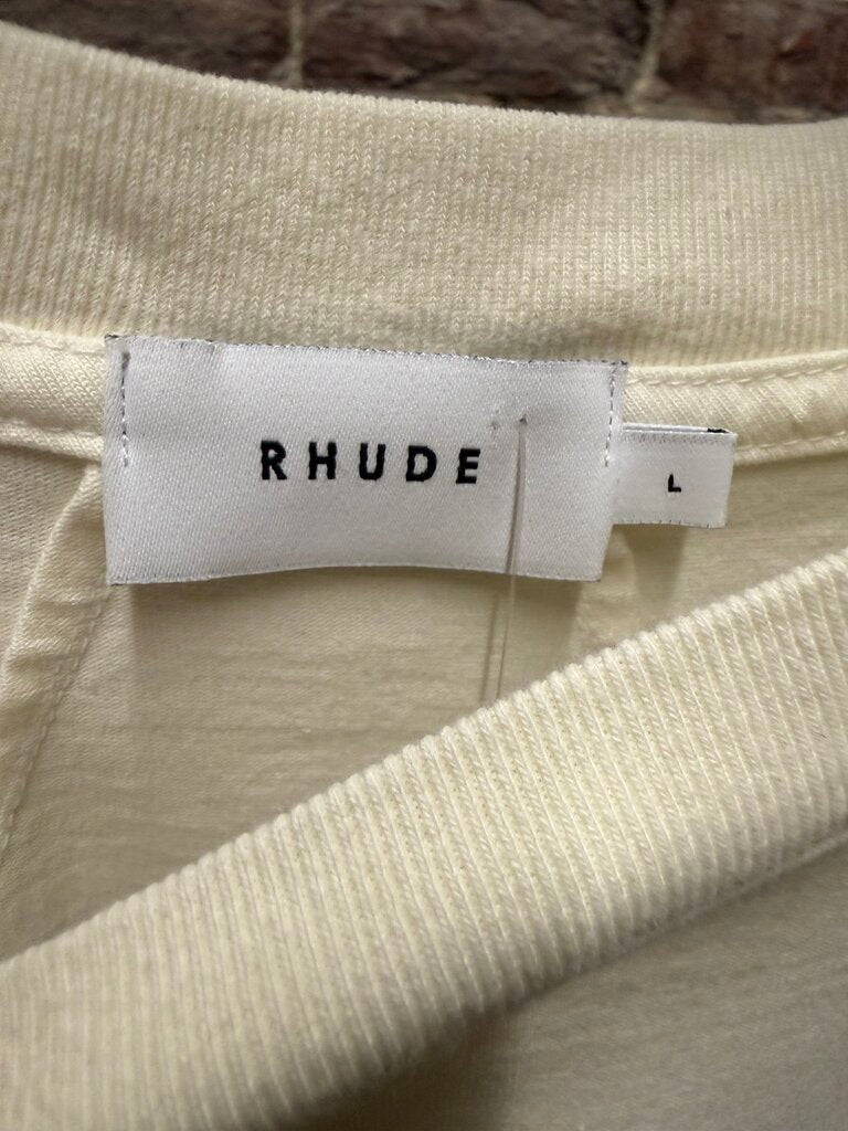 Rhude S/S 23 Monoco With Gods Help Tee Cream Tee Sz. L