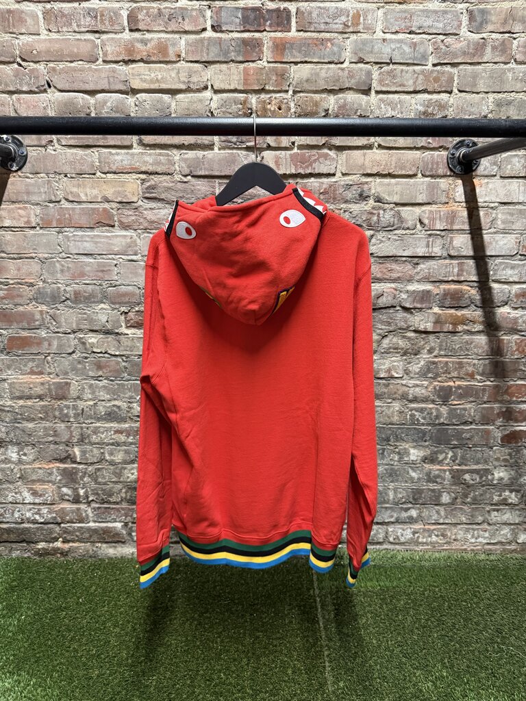 A Bathing Ape Shark Line Rib Pullover Red Hoodie sz. XL
