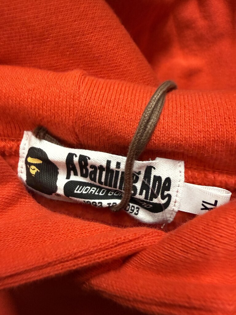 A Bathing Ape Shark Line Rib Pullover Red Hoodie sz. XL