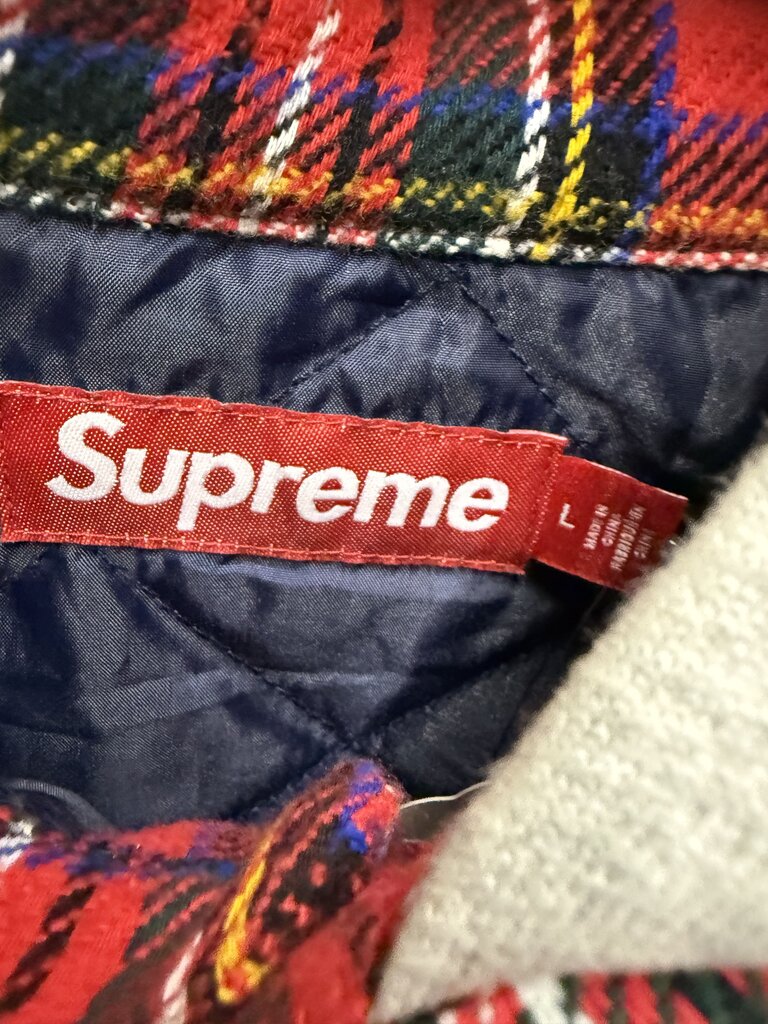 Supreme Hooded Flannel Red/Green Sz. L