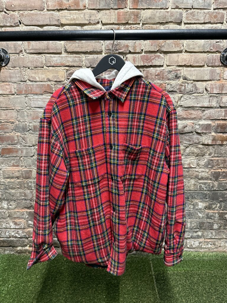 Supreme Hooded Flannel Red/Green Sz. L