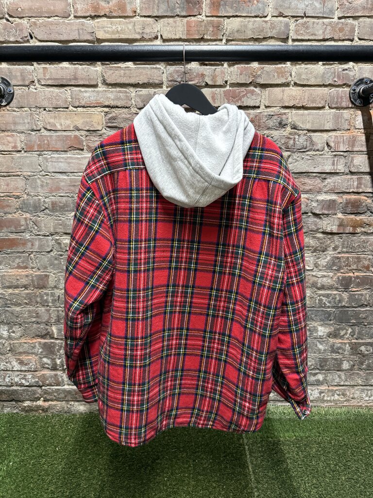 Supreme Hooded Flannel Red/Green Sz. L