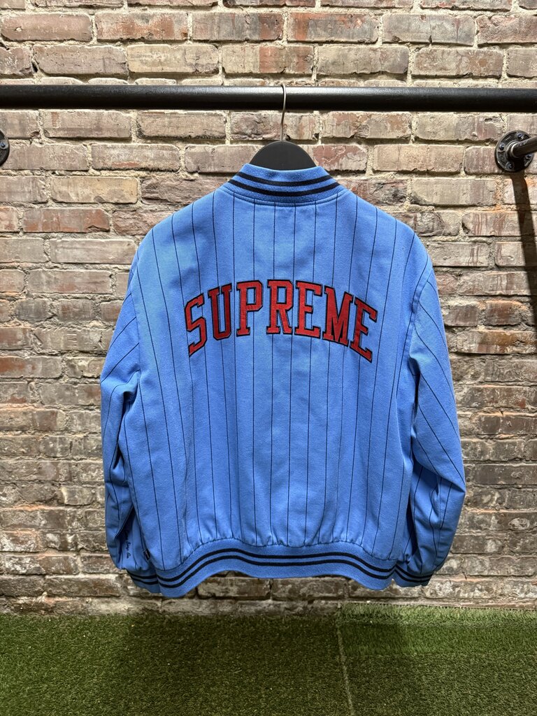 Supreme Pinstripe Varsity Jacket Blue Sz. M