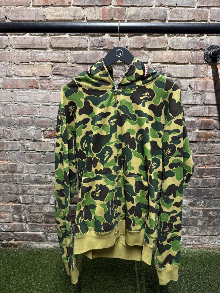 Bape Gree Camo Shark Full-Zip Sz. L