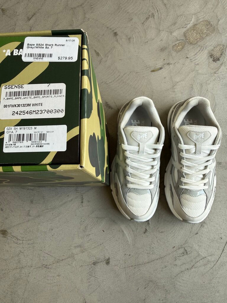 Bape SS24 Shark Runner Grey/White Sz. 7