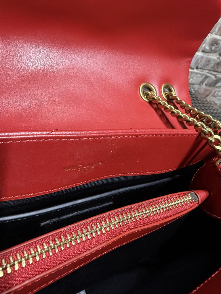 YSL Red LouLou Red Medium Shoulder Bag