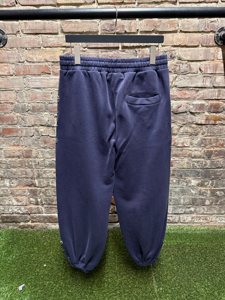 HMDD Flower Studded Scrunch Blue Sweatpants Sz. M