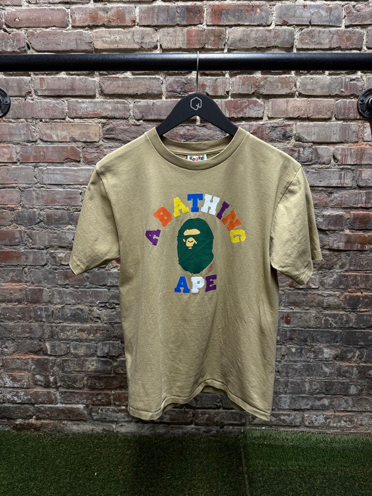 Bape College Spellout Tee Tan Sz. S