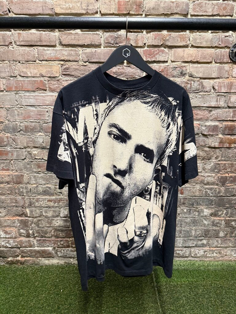 Vintage 2000s Emenim AOP Tee Black Sz. L