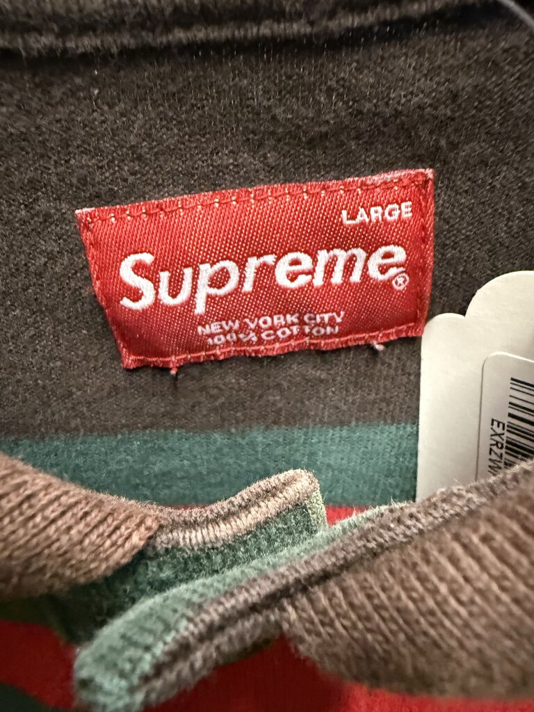 Supreme Striped L/S Polo sz. L