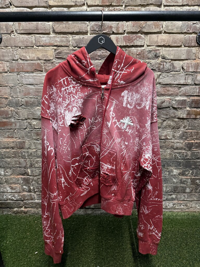 Vertebrae Silo Sketch Zip-Up Hoodie Red sz. L
